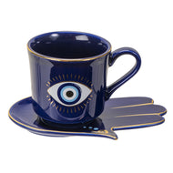 Mug || Evil Eye Cup and Hamsa Saucer