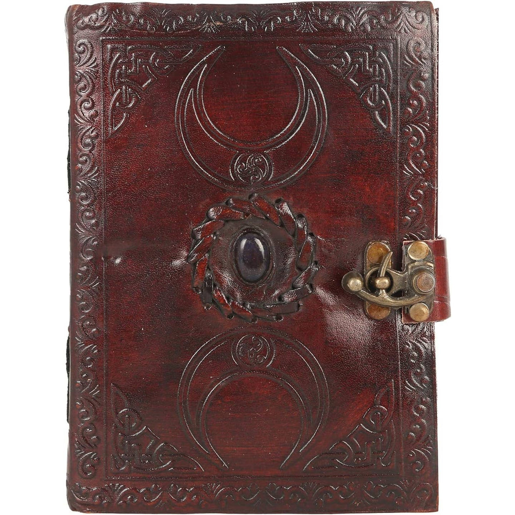 Journal || Crescent Moon w/ Gemstone || Leather
