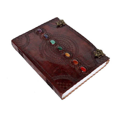 Journal || Brown Seven Chakras Gemstones || Leather