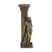 Candle Holder || Tea Light Candle || Egyptian Goddess Bastet Leaning On Pillar