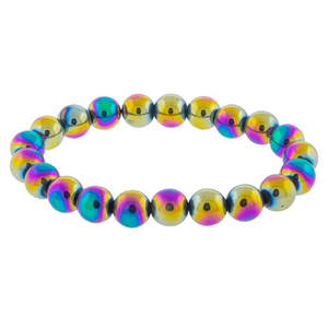 Bracelet  || Rainbow Hematite || 8mm Round Beads