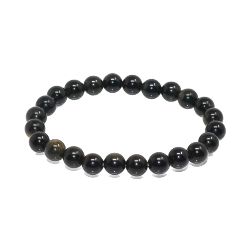 Bracelet  ||  Gold Sheen Obsidian  || 8mm Round Beads