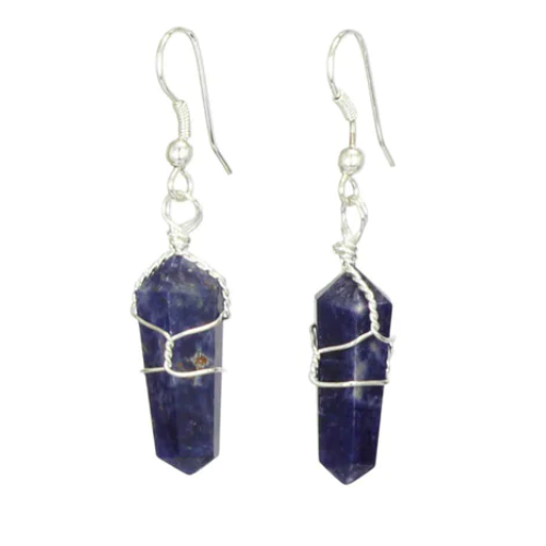 Earrings || Wire Wrapped || Sodalite