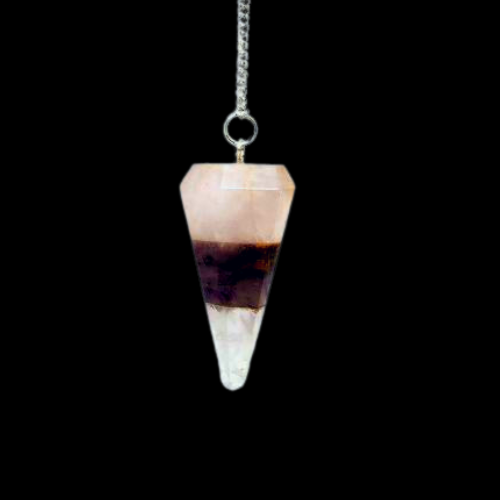 Pendulum || Layered Point || Amethyst, Rose Quartz, Clear Quartz Crystals