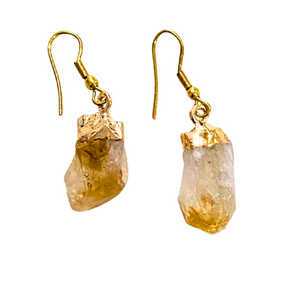 Earrings || Silver or Gold Plated Point || Citrine