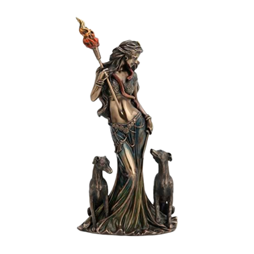 Statue  || Hekate Goddess of Magic and Her Hounds Statue  || Bronze