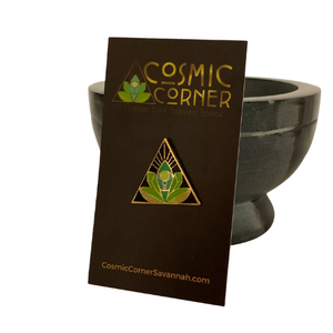 Pin || Cosmic Corner Logo || Lotus Crystal Herb Triangle Eye