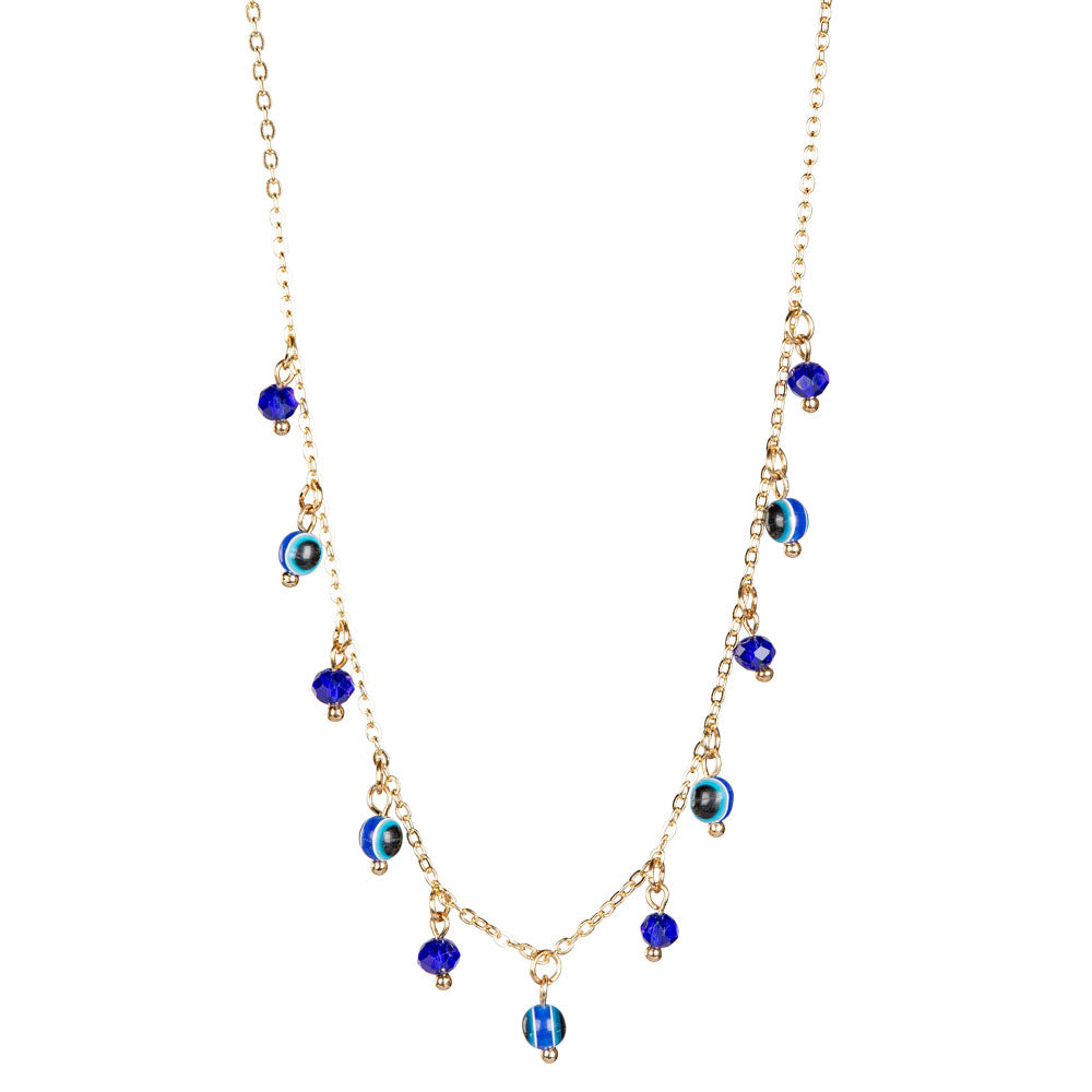 Necklace ||Multi-Colored Evil Eyes || Gold ||
