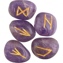 Rune Stones  || Amethyst  || with instructions and embroidered pouch