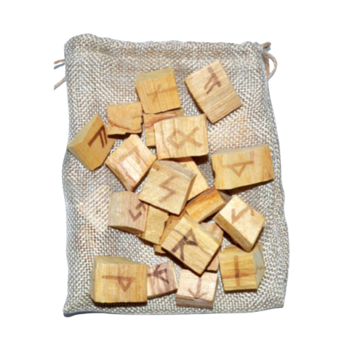 Rune Stones  || Palo Santo Wood || with instructions and embroidered pouch