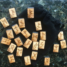 Rune Stones  || Oak Wood || with instructions and velvet pouch