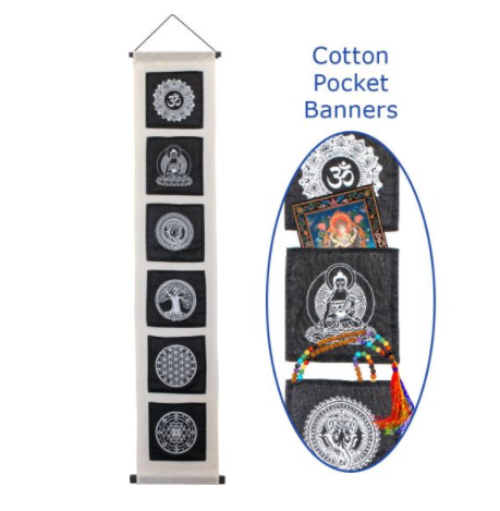 Banner || Sacred Symbols Pockets || Functional Decor || Altar Storage