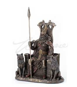 Statue || Odin on Throne With Wolves Geri and Freki