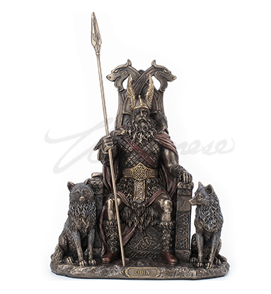 Statue || Odin on Throne With Wolves Geri and Freki