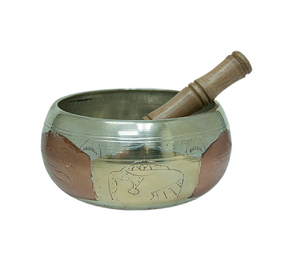 Tibetan Singing Bowl || Silver and Bronze || 4" Diameter