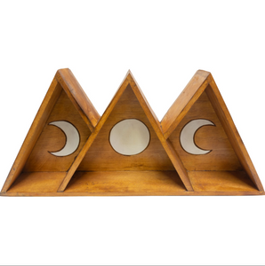 Triple Moon Wooden Altar Shelf