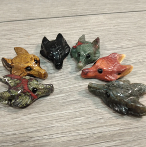 Pendant || Crystal Carving || Fox Head Assorted Stone