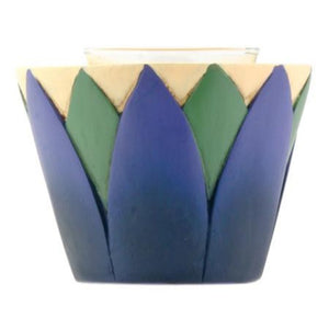 Candle Holder || Votive Candle || Blue and Green Lotus