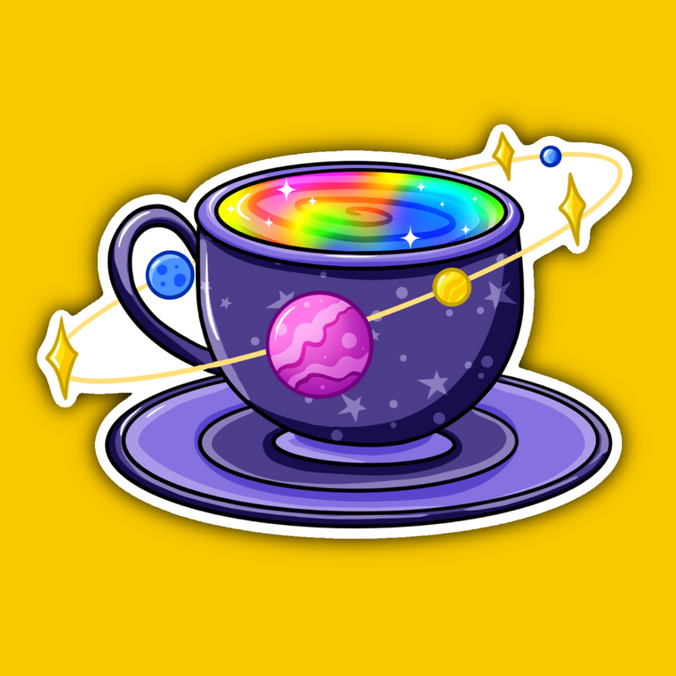 Sticker || Rainbow Space Planets Teacup